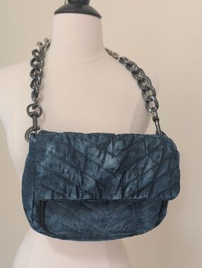 Think Royln Quilted Denim Bag w/ 3 carry options! Crossbody, chain, top handle